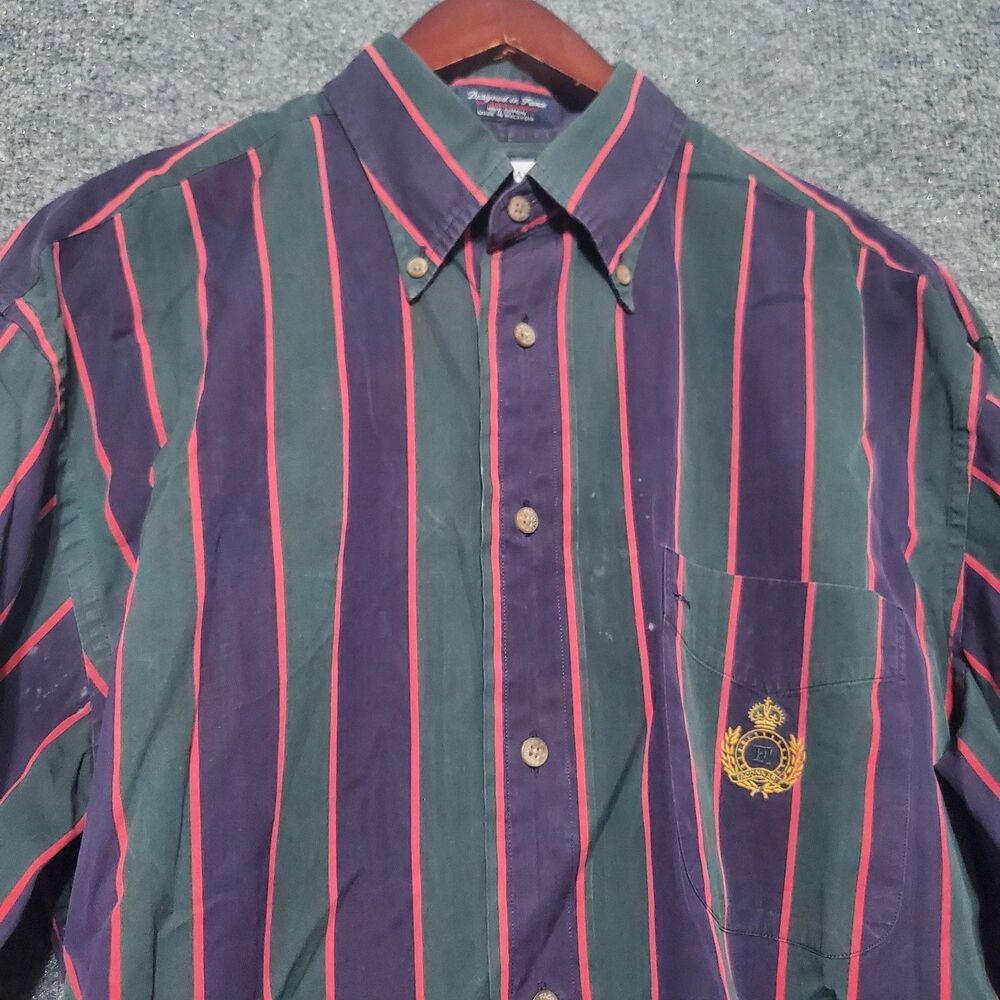 Vintage 90s Faconnable Shirt Large Mens Striped Albert Goldberg Button Down